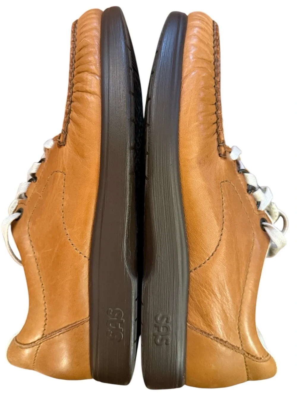 SAS Bout Time Leather Comfort Shoes USA Tan Lace Up Moc Toe Oxford Mens 9 Narrow